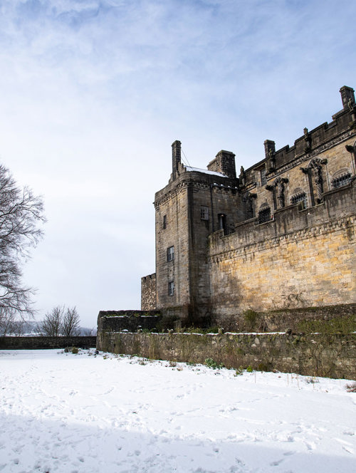 Queen Anne Garden at Stirling Castle with snow covered grass