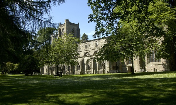 A photo of Dunkeld Cathedral on a sunny day