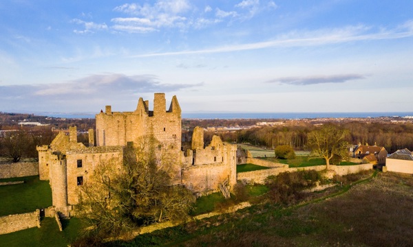 A bird's eye photo of Craigmillar Castle