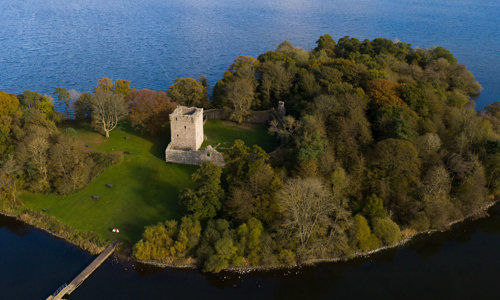 Aerial view of Lochleven Castle