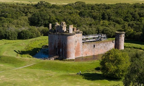 A photo of Caerlaverock Castle. 
