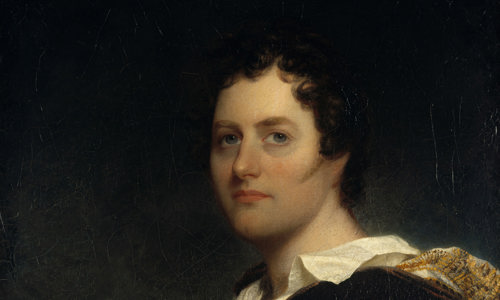 Portrait of Lord Byron by William Edward West now on display at Duff House