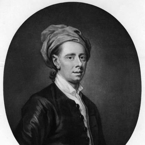 A portrait painting of a person wearing a dark jacket with large buttons over a white shirt, and a wrapped material head-dress.