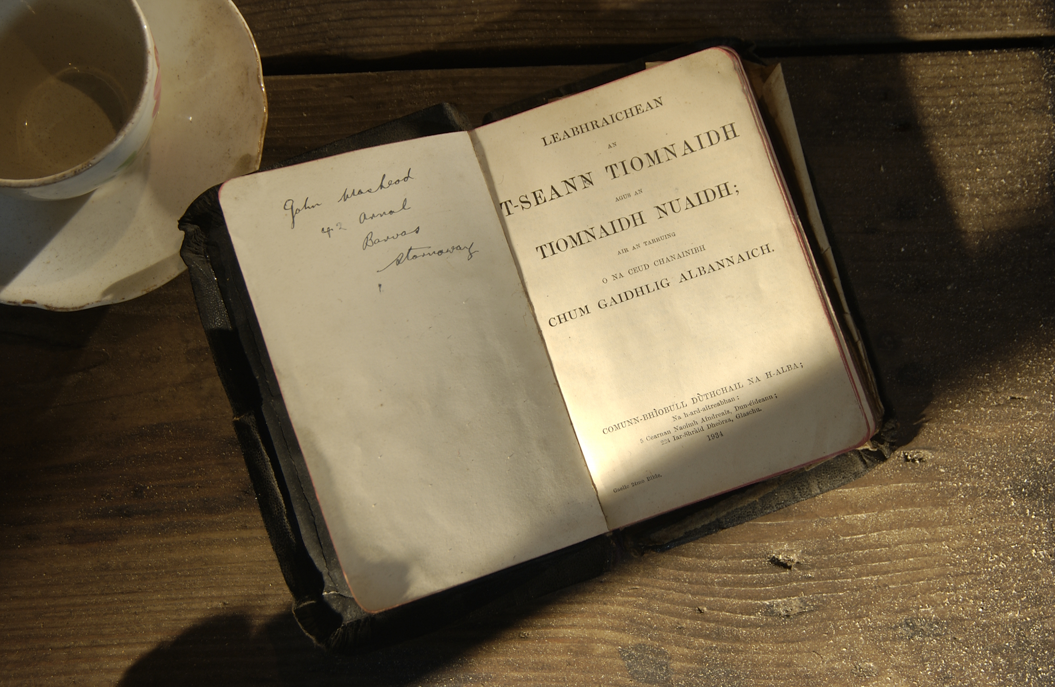 An open Gaelic book in the White House at no. 39 Arnol.