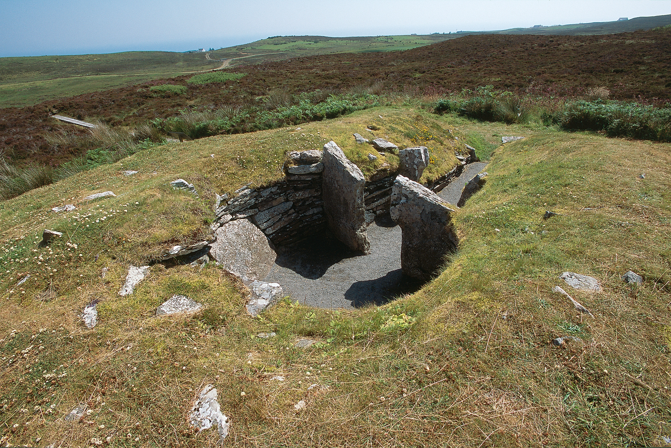 Small cairn from above in area of countryside
