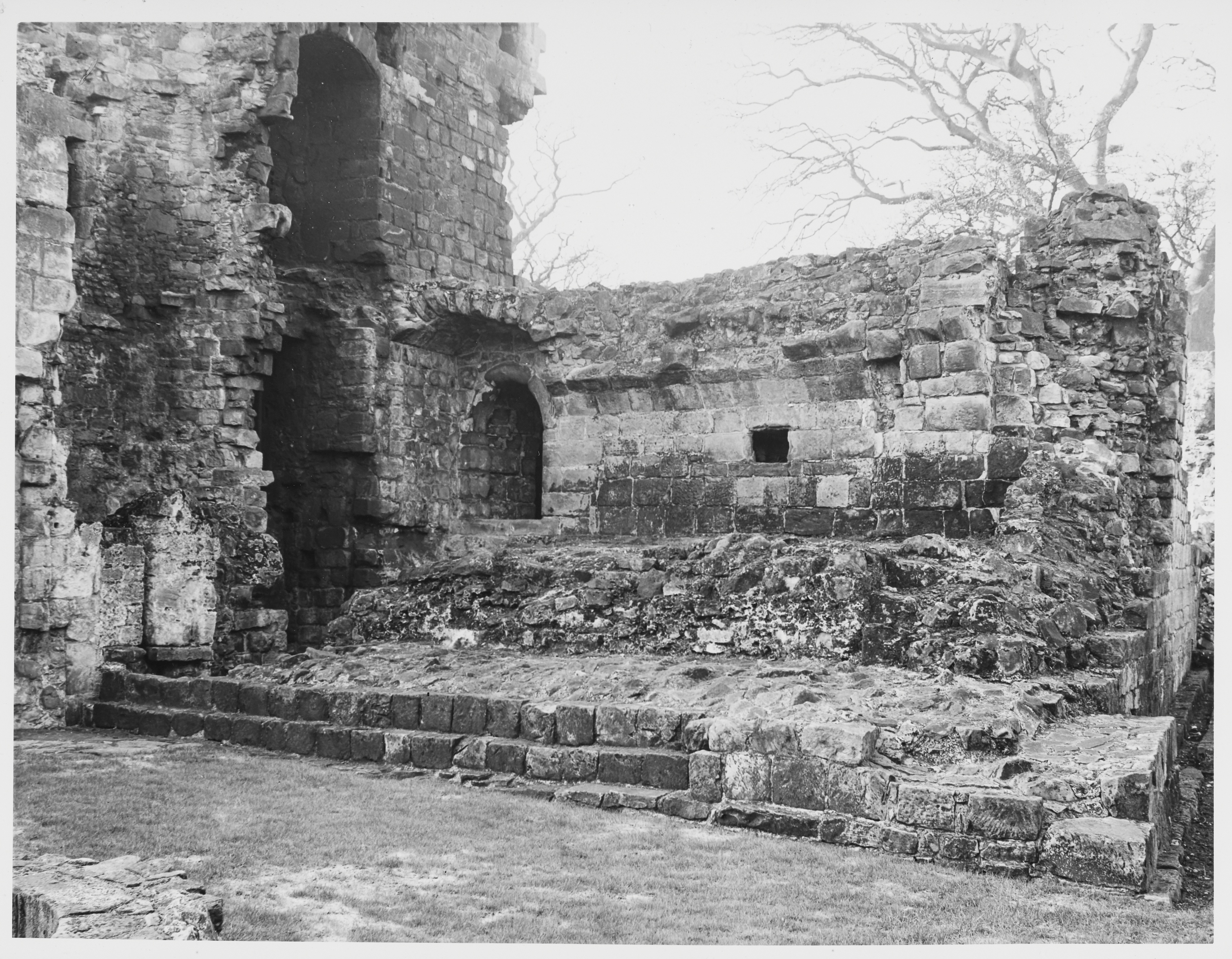 A historic castle wall in ruins