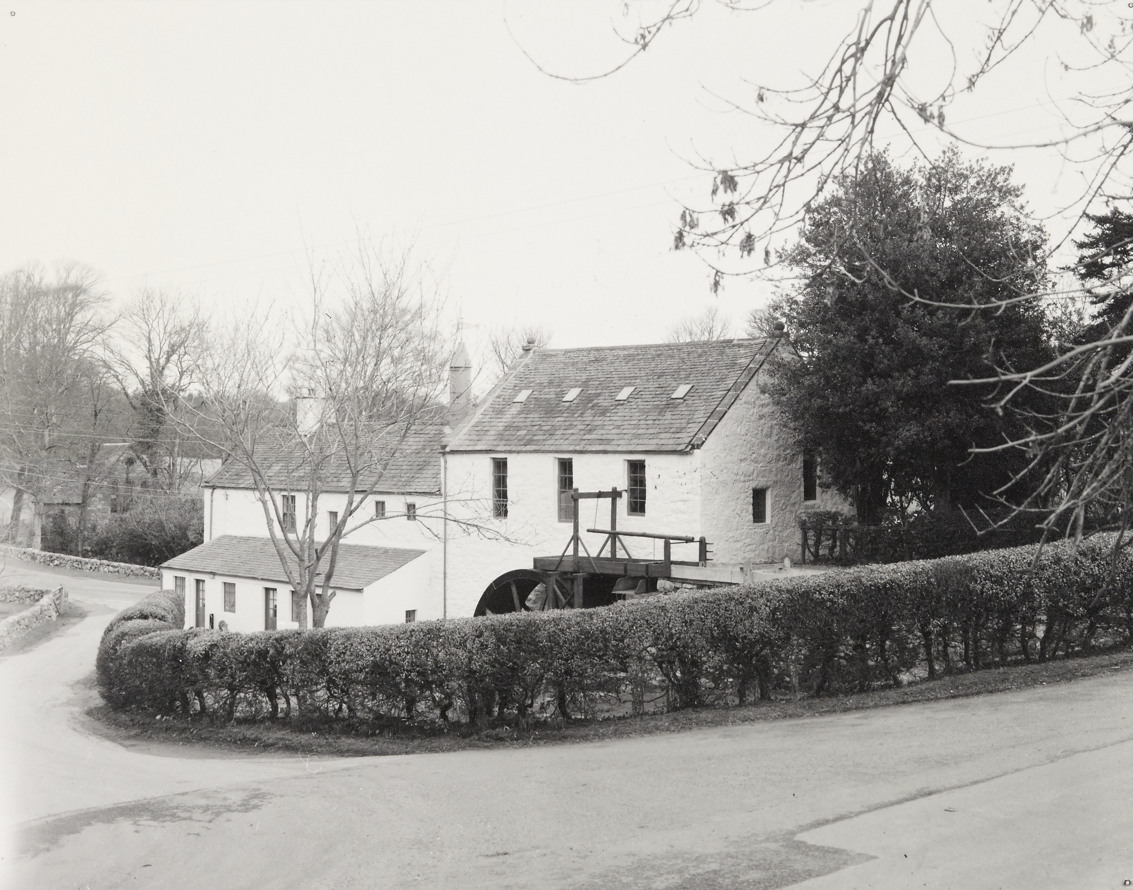 New Abbey Corn Mill from the main road, just up hill.