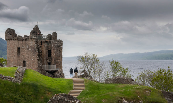 General view of Urquhart Castle and Loch Ness