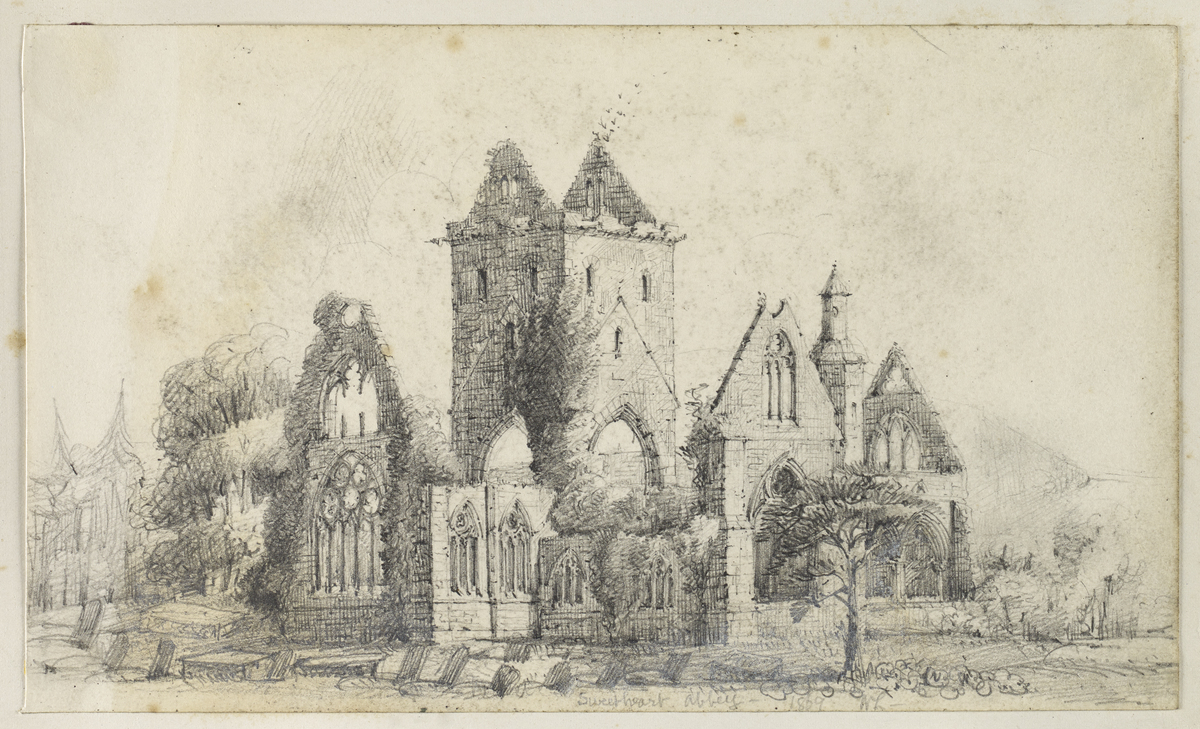 Drawing of Sweetheart Abbey ruin