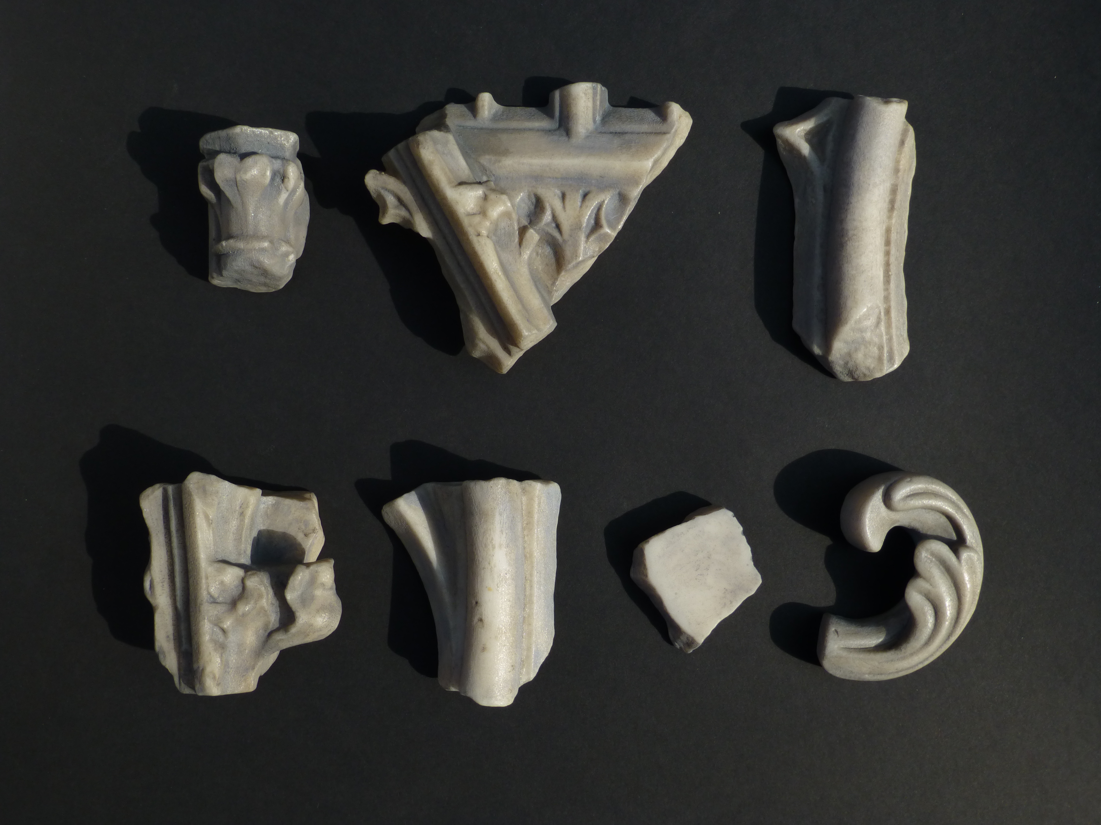 Close-up shots of 6 fragments of Robert the Bruce
