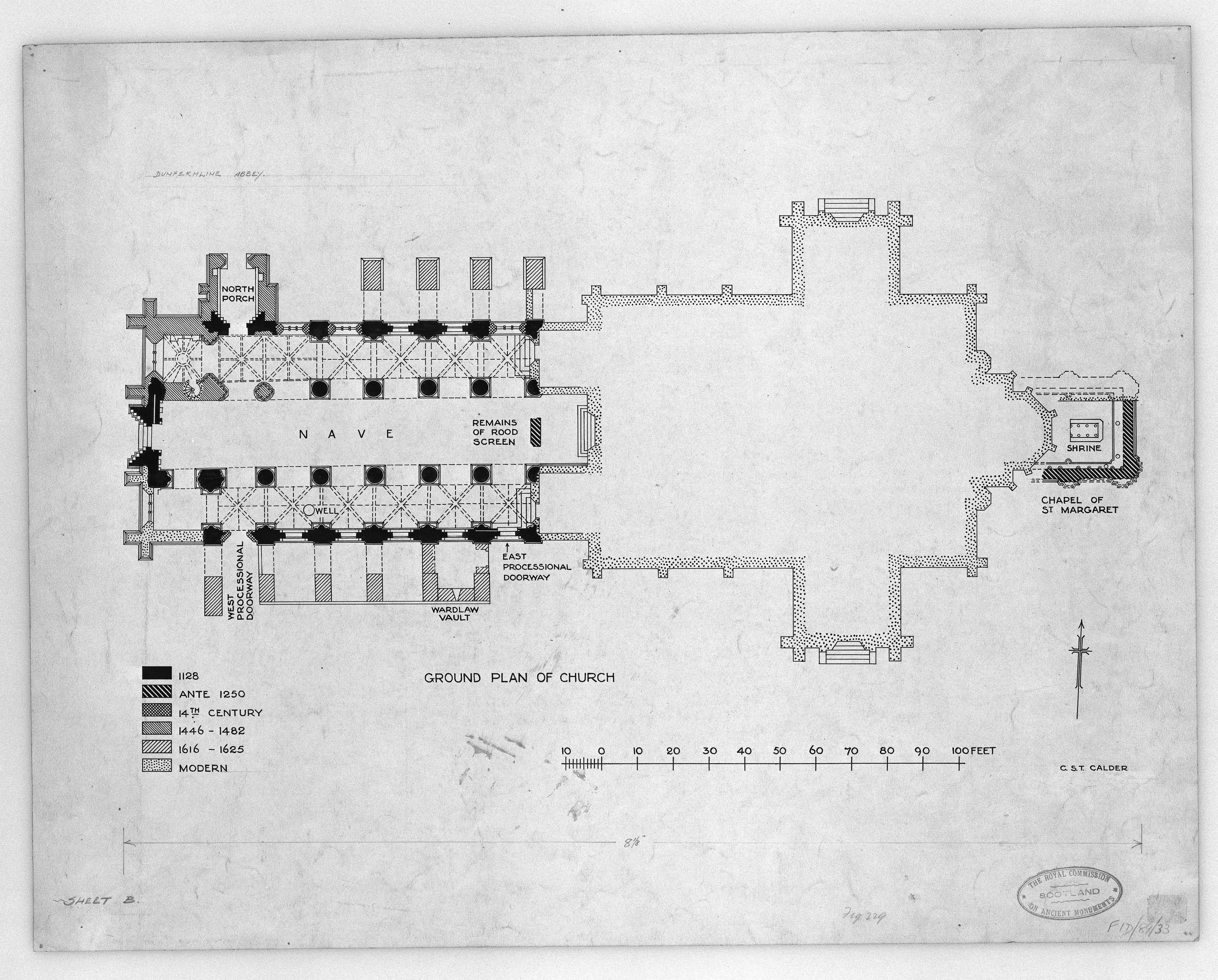 Floor plan showing ground plan of church