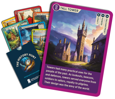 A selection of cards that can be collected on the History Hunt