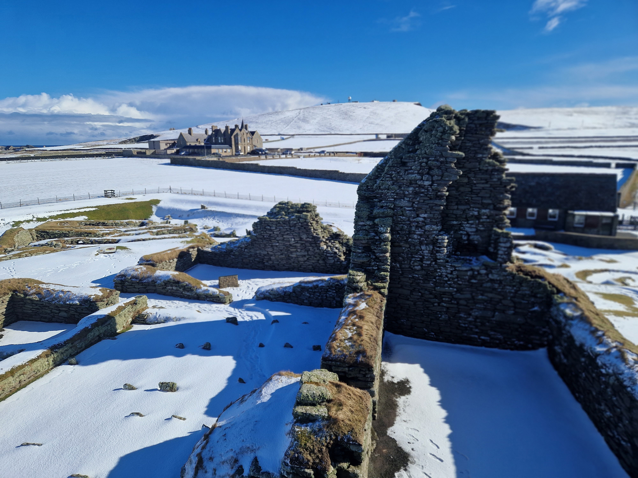 Building remains in snow