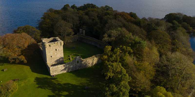 Aerial view of Lochleven Castle