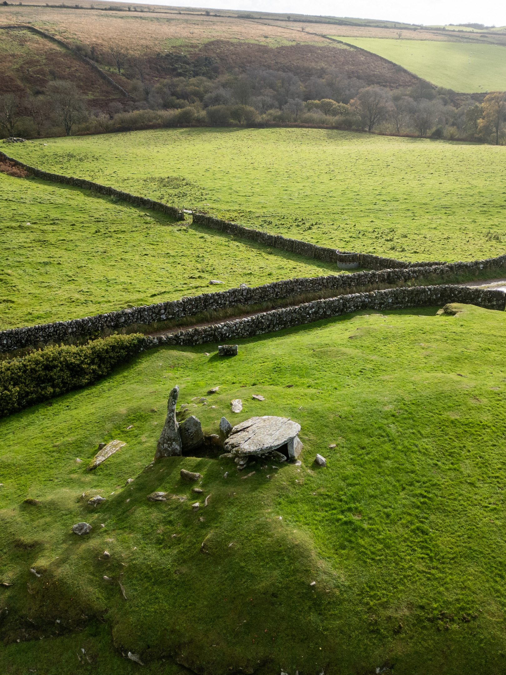Aerial view of Cairn Holy Chambered Cairns
