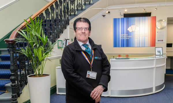 Portrait of Ken Chalmers, receptionist at Longmore House